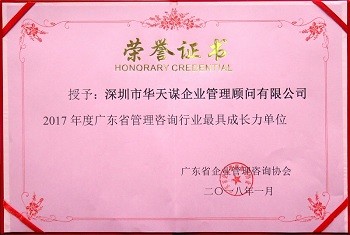 2017年度广东省管理咨询行业最具成长力单位