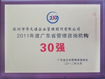 2011年度广东省管理咨询机构30强